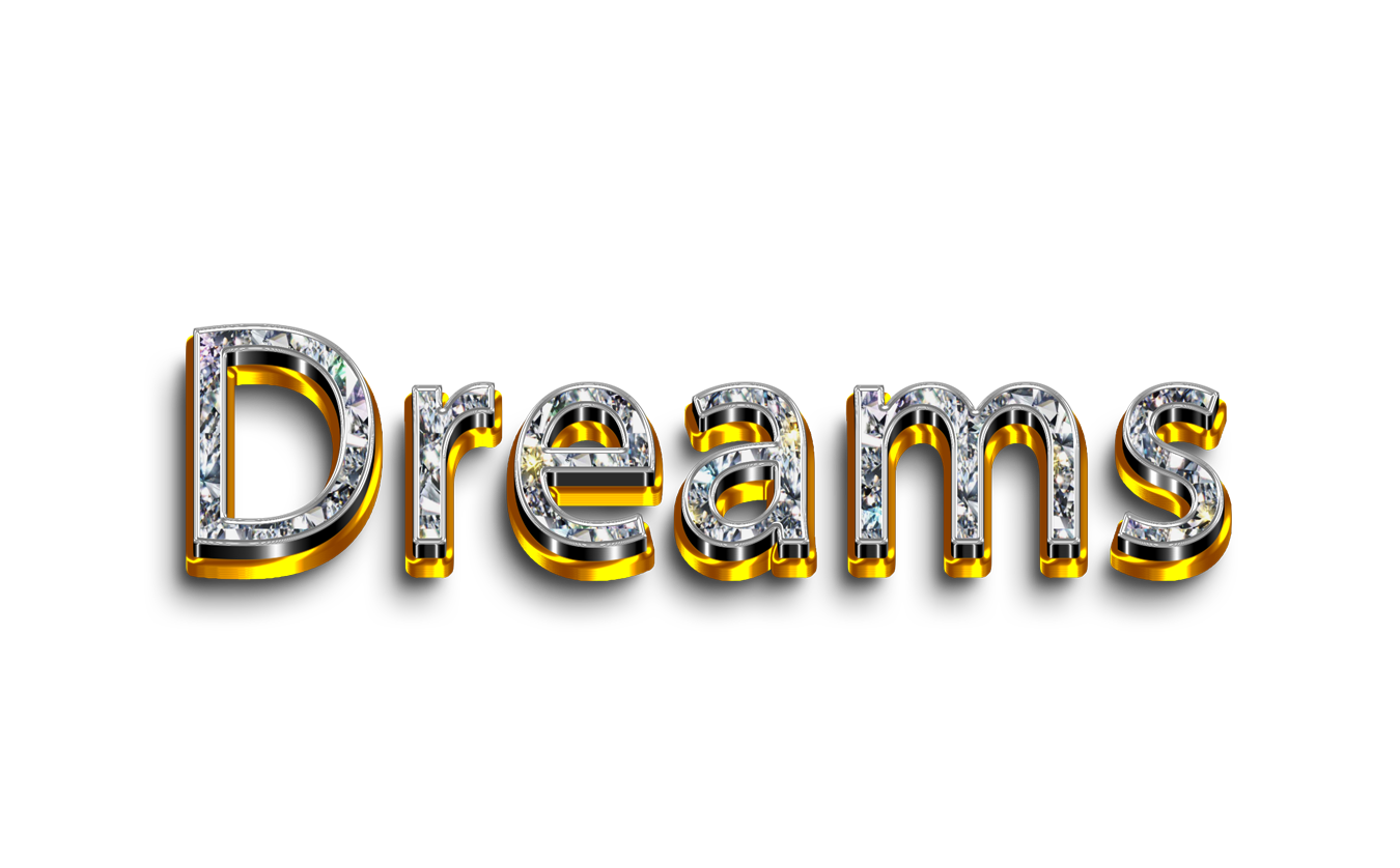 Dreams png, word Dreams png, Dreams word png, Dreams text png, Dreams letters png, Dreams word diamond gold text typography PNG images transparent background